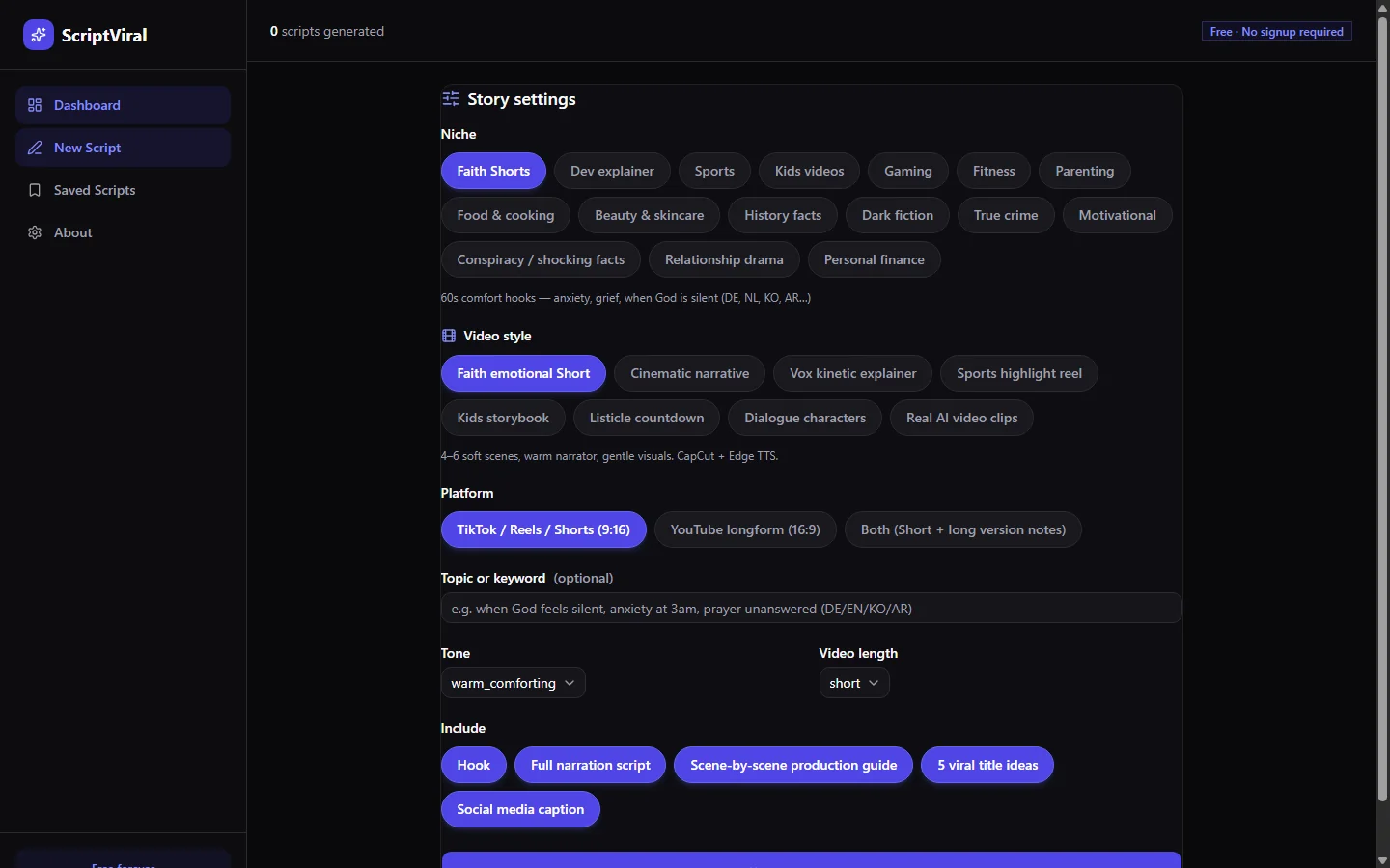 ScriptViral desktop UI