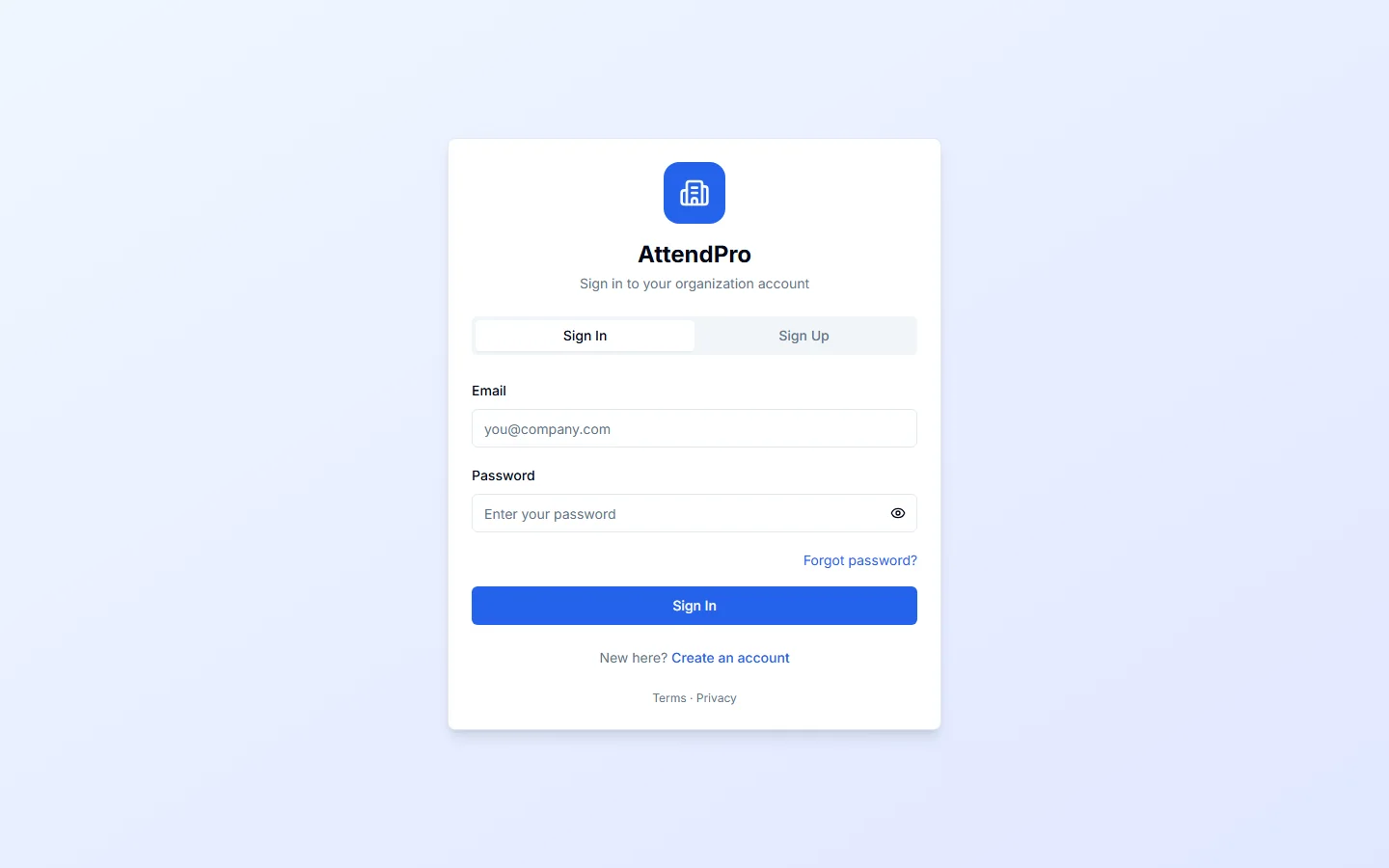 Staff Attendance (AttendPro) desktop UI