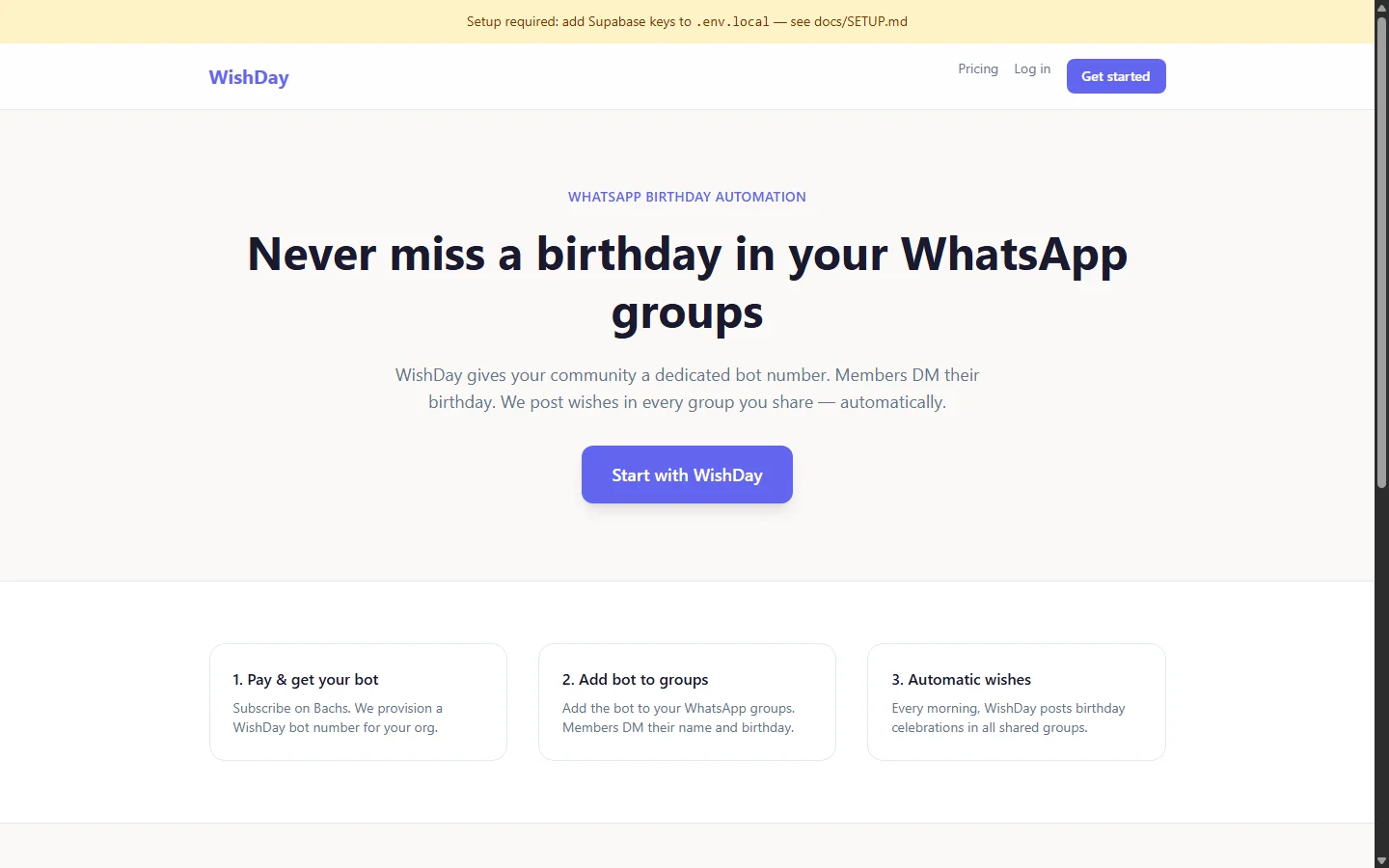 WishDay desktop UI